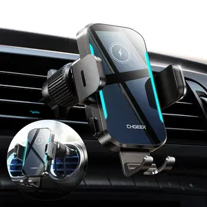 15W Fast Charging Wireless Car Phone Charger Auto-Clamping Air Vent Mount Blue LED Backlit Car Phone Holder Universal Hands-Free Smart Charging Stand Compatible with iPhone 16 15 14 13 12 Samsung S24 S23 S22