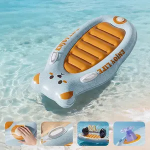 New cartoon-style vibrant orange inflatable surf board—beach water play gear; thickened kids’ inflatable prone board