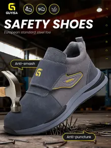 Guyisa Safety Shoes, Anti-Scald Fireproof Welding Boots, Steel Toe Cap, Kevlar Sole, Unisex Work Shoes, All Seasons, Canvas Material, Footwear