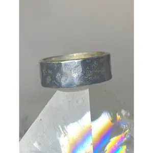 Vintage Plain ring size 5.50 wedding hammered band stacker sterling silver W