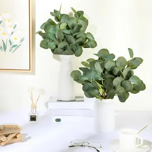 60Pcs Artificial Eucalyptus Stems Leaves Bulk 11.8 Inches Tall Silver Dollar Eucalyptus Fake Greenery Stems Faux Plant for Floral Arrangement Vase Gray Green Leaves Decor Wedding
