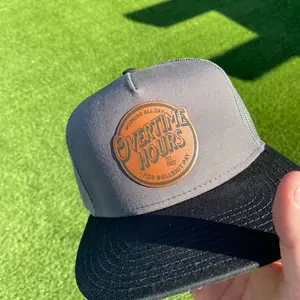 OT Hours leather patch hat flat bill