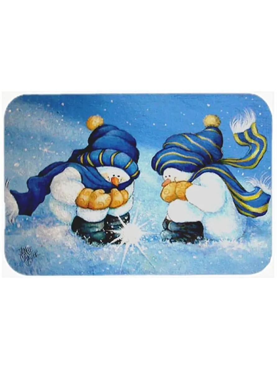 "We Believe In Magic" Snowman Artistic Print Tempered Glass Cutting Board - Large Size, 12x0.2x15in, 6lbs, Durable Heat Resistant Non-Slip Jamie Carter Art Kitchenware Household Item, Rectangular