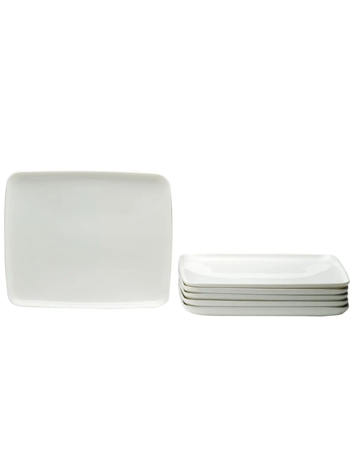 212 MAIN Rectangular Solid Porcelain Dinnerware Set - 6-Piece Stackable White Dinner Plates (10.5" w x 8.5" d, 13.00 lbs), Service for 6, Dishwasher Safe Tableware, Model 483487
