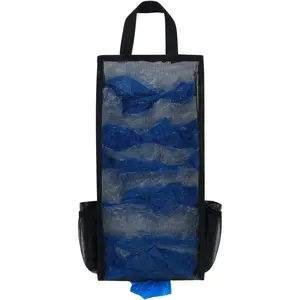 Plastic Bag Holder, Large Capacity Grocery Bag Holder, Breathable Mesh Plastic Bag Holders for Grocery Bags Storage, Lightweight Trash Bag Holder Dispenser Organizer, Black