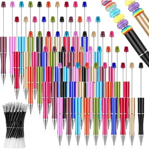 50 Packs Random Color Bead Pens with 50pcs Refills Kit, Creative Handmade Ballpoint Pen for Office, Teacher, Festival, Party, Wedding, Birthday Gift - Fine Writing Tool (0.5mm, Black Ink)