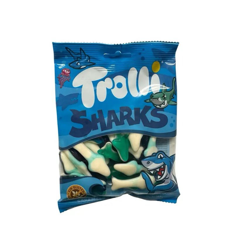 Trolli Sharks Blue Razz Flavor Gummies- 1 Bag (100g) From Australia