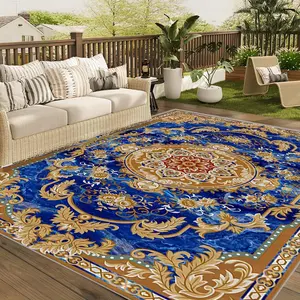 Vintage Bohemian Style Outdoor Rug, Waterproof Mat, Reversible Plastic Camping Rug, RV, Porch, Deck, Camper, Balcony, Backyard