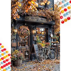 Coffee Shop Pattern DIY Diamond Arts Colorful Painting Kit without Frame, DIY 5D Diamond Arts Colorful Painting Kit, Wall Art Decor for Home, Crafts