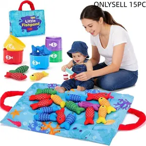 Montessori Toys for 1-Year-Old Boys & Girls, 10-In-1 Cloth Fishing Game, Multi Activity Playset, Easter Basket Stuffers, Toddler Toys 1-3 Years, Number Counting