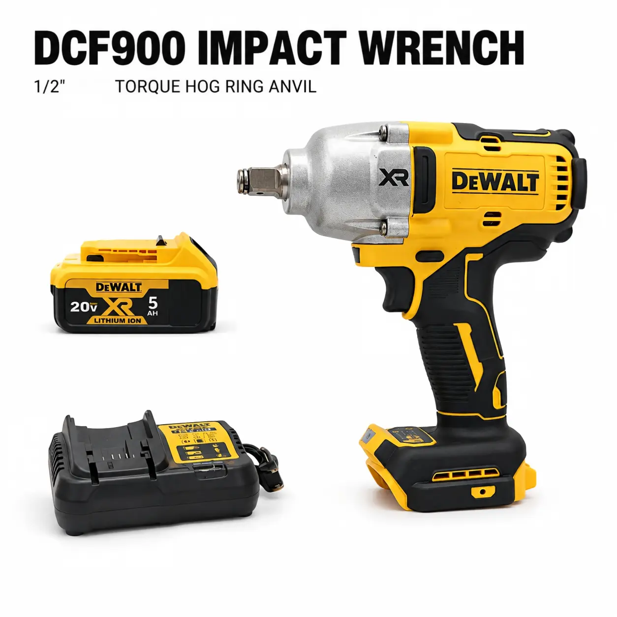 DEWALT DCF900 Heavy-Duty Impact Wrench, 1/2" Square Drive, 900N.m Max Torque, Hand Tool for Automotive Repair secure grip industrial work outdoor survival high rapid charger diy home improvement homedecor homedecor homedecor homedecor