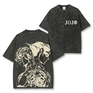 *JoJo's Bizarre Adventure* themed T-shirt, depicting the anime character Kira Yoshikage and his Stand, Killer Queen.Short Sleeve Cotton Unisex Retro wash Tee