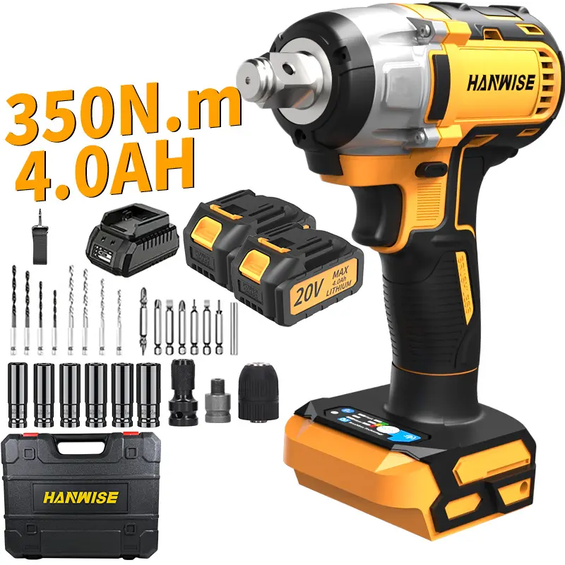 HANWISE 20V Cordless Impact Wrench Kit, Car Accessories Compatible with Car/Motorcycle Repair, Wireless Drill/Driver Included - Ideal Gift for Mechanics, DIY Enthusiasts, Cars Accessories