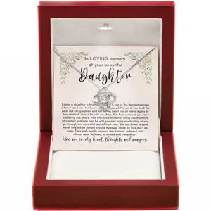 Loss of Daughter Memorial Jewelry Forever Loved Sympathy Necklace Healing Angel Wing Pendant Grieving Parents Keepsake