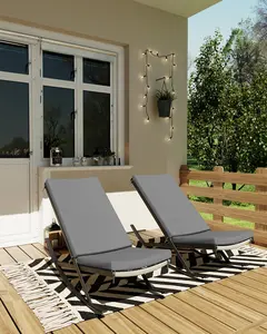 Rocking Chair Outdoor Set of 2 Patio Chairs Rocking Chairs Outdoor Lounge Rattan Chair for Outside Lawn with Cushions, Grey