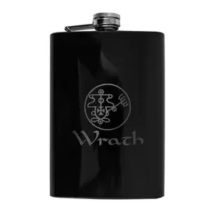 8oz BLACK Seven Deadly Sins WRATH Flask L1