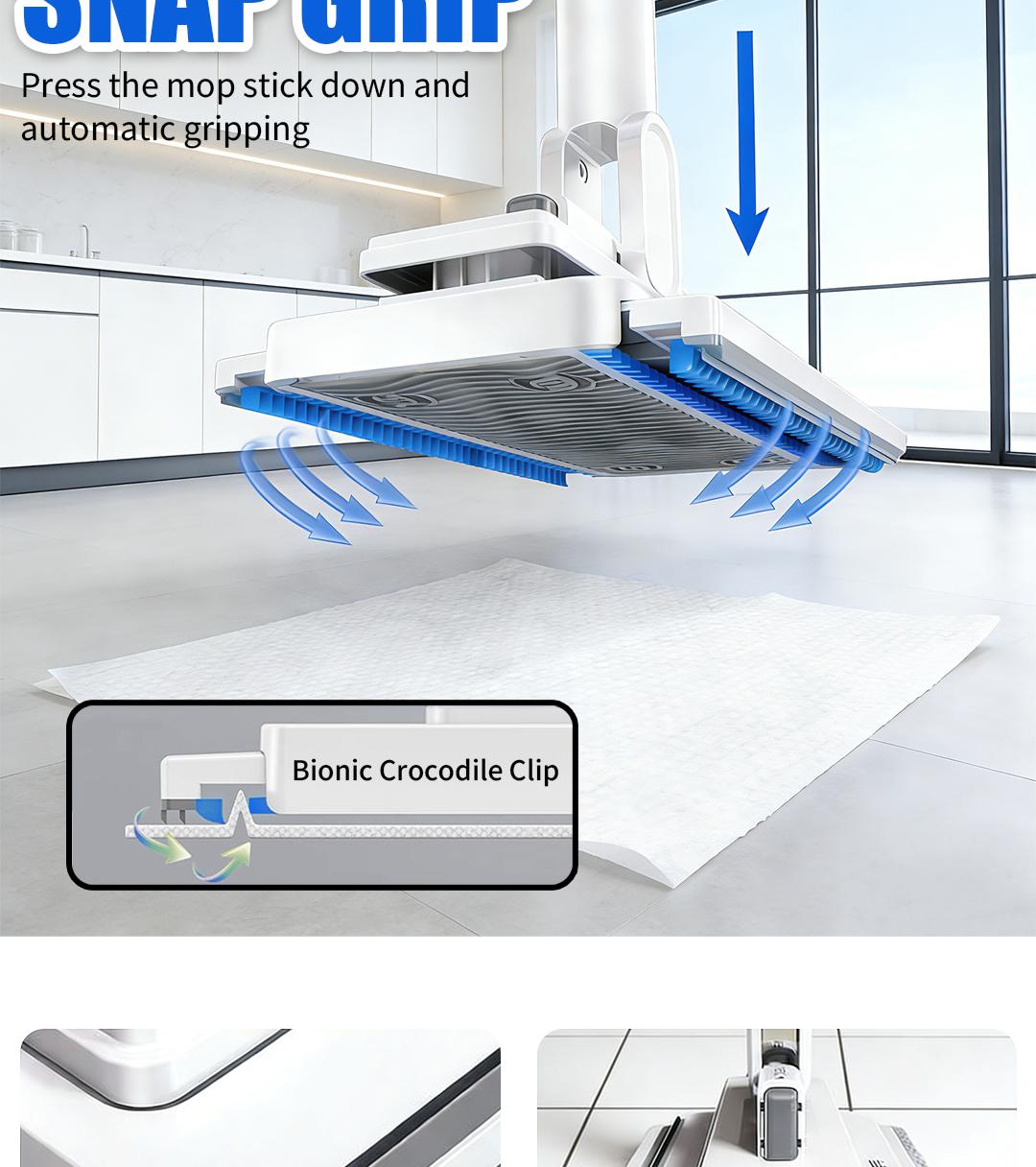 SOPAMI Household Disposable Dust Removal Mop, Hands-Free Automatic Cloth Changing Floor Cleaning Tool