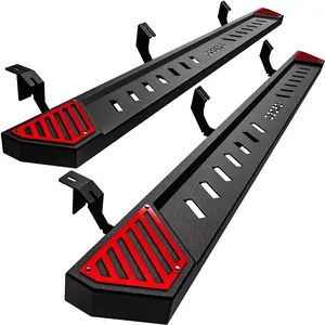 YITAMOTOR 6.5" Running Boards Compatible with 2005-2023 Toyota Tacoma Double Cab, Steel Side Steps Nerf Bars Rails, Black and Red