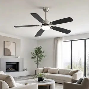 ARCH 52-Inch Modern LED Ceiling Fan with Light – Remote-Enabled DC-Powered Ceiling Fan, 110V 6-Speed Reversible Motor, 5 Dual-Color MDF Blades, Timer Remote Control, 3 Mount Options, Nickel Finish (Matte Black/White Options) for Indoor Living Room Bedroom