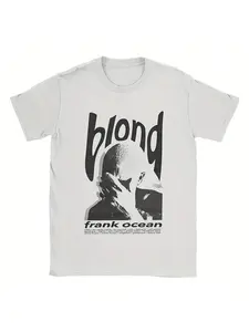 Women's Blond Man Print Round Neck Tee, Casual Short Sleeve T-shirt for Daily Wear, Ladies Sleepwear for All Seasons, Top