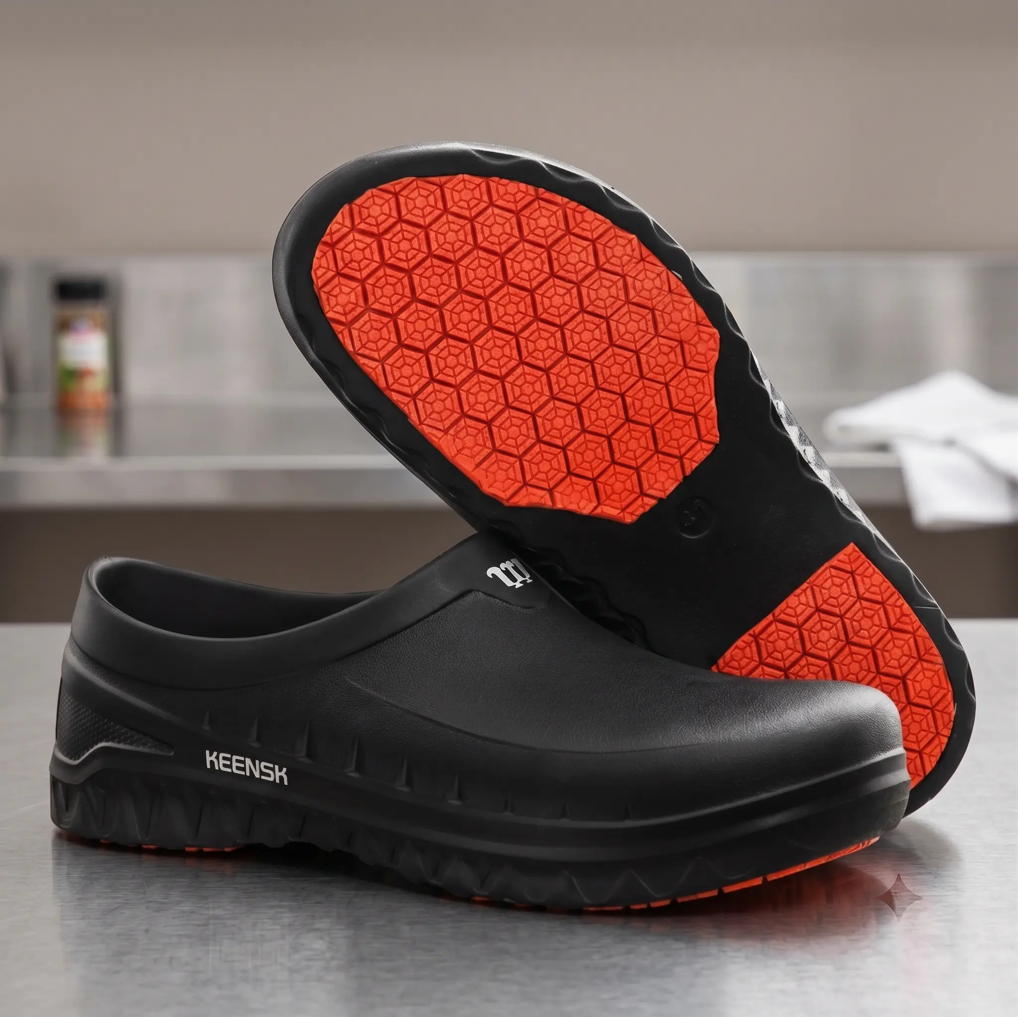 Women's KEENSK EVA Slip-On Anti-Slip Work Clogs - Wide-Fit for US Wide Ft, All-Day Comfort, Ultra-Plush, Fast-Dry, Water-Resistant Black Casual Walking Shoes