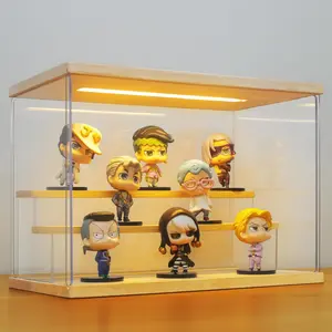 Acrylic Display Case with Light , 3 Tier Display Box Stand Assembly Dustproof Protection Showcase for Collectibles Action Figures (12.6*7*9in; 32*18*23cm)
