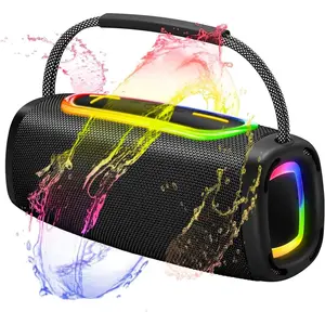 Outdoor  5.4 Speaker: 45W Loud Sound, IPX7  with 40H Playtime, Bass, TWS, 6000mAh Portable  Speakers with RBG Light Show for House, Party, Projector, Beach (Black)