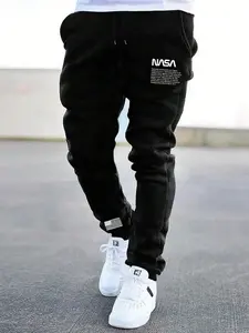 Men's Letter Print Drawstring Waist Sweatpants, Regular Fit Casual Pocket Jogger Pants for Summer, Men's Trousers for Daily Wear, Casual Sports Trousers