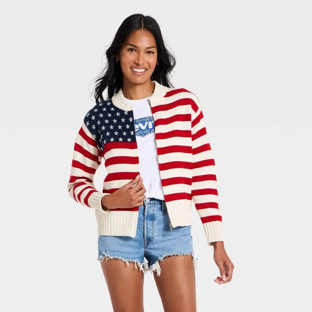 Women's Americana Full Zip Cardigan - Universal Thread Cream L
