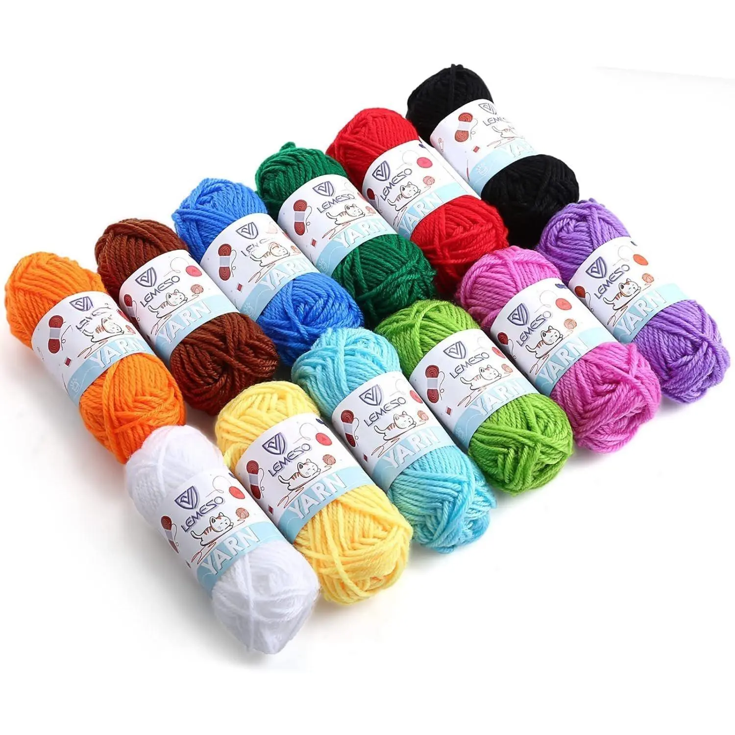 12 Skeins  Yarn for Crocheting - 180g Bulk Multicolor Knitting Yarn for Beginners and School Crafts - 15g Mini Skeins for Art Classes and DIY Projects