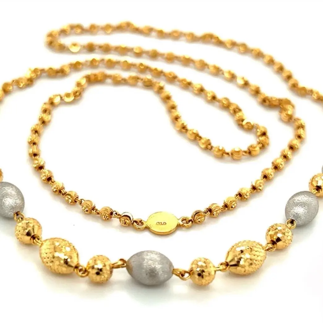 22K Gold Two-Tone 26 Inch Ball Necklace for Women
