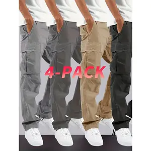 4-Pack Men's Cargo Pants Loose Fit Multi Pockets Machine Washable Ideal for Outdoor Activities in Spring & Autumn Menswear Trouser Sweatpants Fathersdaygift SpringStatements