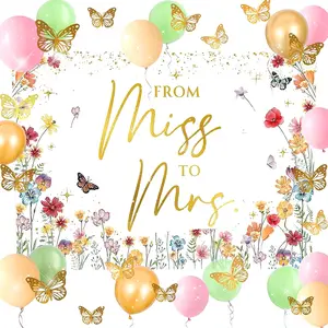 Wildflower Miss To Mrs Bridal Shower Decorations Wildflower Backdrop Balloons Spring Floral Love Is In Bloom Wedding Bachelorette Decor Party Supplies