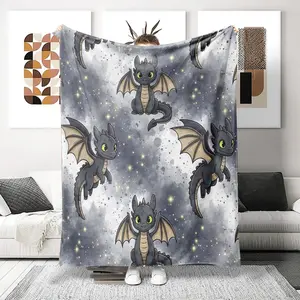 Toothless Flannel Blanket, How to Train Your Dragon Pattern, Cozy Soft Lightweight Warm, for Couch Sofa Bed, Living Room, Travel, Home Decor Gift