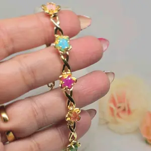 multicolor stones brazalete gold plated 14k