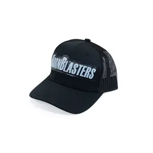 HornBlasters Patch Snapback Hat - Black Mesh with White Text, Adjustable Fit, Casual Style