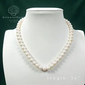 NC57-Classic Lady Natural Seedless Pearls Single Full Strand Necklace Authentic Pearls White Color Necklace Pearls Size 7.5mm-8.5mm Gift for self Mom Family