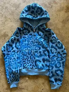 Leopard Print Unisex Hooded Long Sleeve Y2K Casual Fashion Street Sweatshirt Set Menswear sweat outfits baggy sweatpants