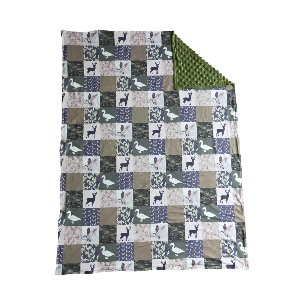 Gentle Soft Bedding All-Season Green Milk Silk Baby Blanket, Wild Mallard Ducks Design, 29x43 in, Multipurpose Comfy Bedding, Tummy Time, Animal Print, Nursery Use, All-Season Soft, Generously Sized, Machine Wash, Stroller, Rustic, Patchwork