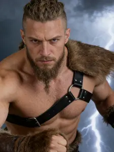 Medieval Reenactment Faux Fur Shawl, PU Leather Belt Straps, Roman Warrior Fantasy Costume Accessory, Role Play Prop, All Seasons, Plain