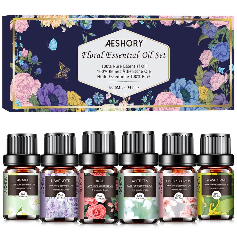 Aeshory Luxury Floral Aromatherapy Oil Gift-Set - 6x10ML Minisize Scented Oils, Scented Home Fragrance for Diffusers/Candles, Soap Making Supplies
