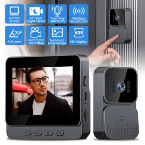 [DealsForYouDays] Wireless Video Doorbell with 4.3" IPS Indoor Screen, 2.4G Long-Range Private No-WiFi Connection, 2-Way Video Intercom, IR Night Vision, TF Card Recording, Easy Pairing