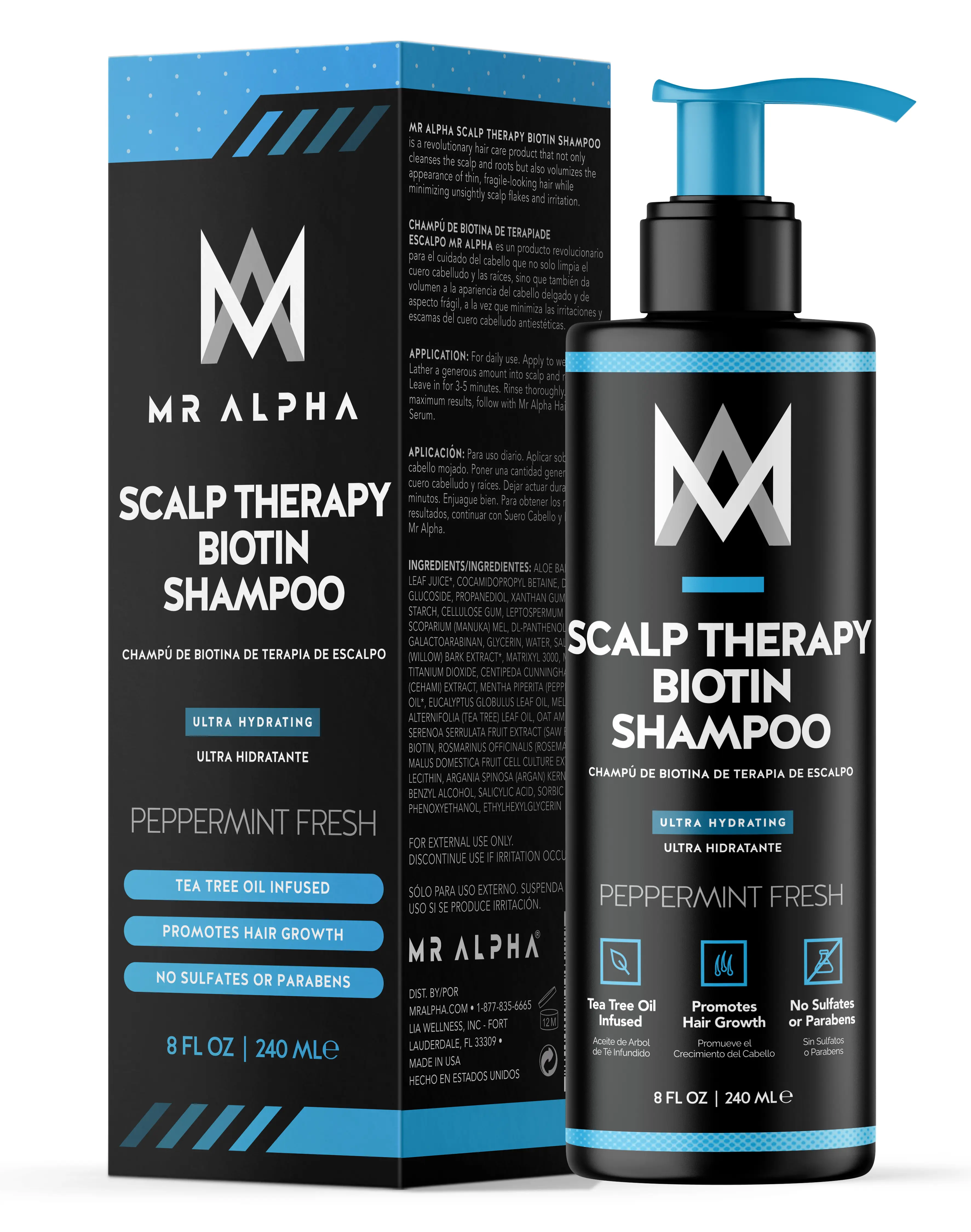 MR ALPHA Advanced Dry Scalp Biotin Shampoo for Men & Women - Hair Regrowth Treatment for Thinning Hair & Hair Loss - DHT Blocking Hair Growth Stimulating Formula, Hair Thickening Routine with Essential Nutrients for Healthy Scalp & Hair - 8oz
