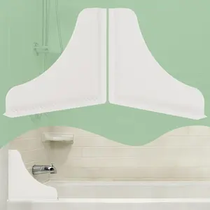 No-Adhesive Silicone Shower Corner Splash Guard (2-Pack) - Reusable Suction Cup Water Blocker for Walk-in Showers & Bathtubs, Leak-Proof Seal & Easy Removal, Keeps Floor Dry, White