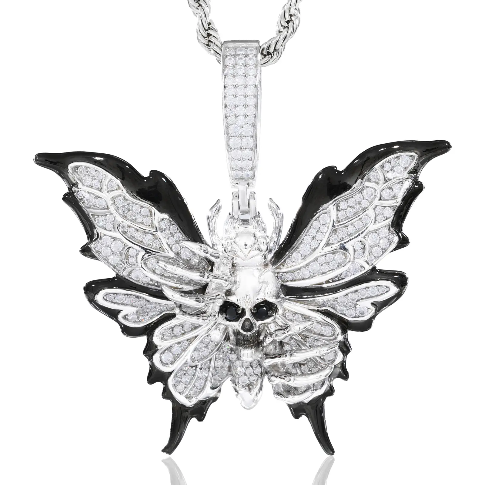 UCCIYO Butterfly and Skull Pendant P819 UCCIYO 18k Gold-Plated Lab-Created Moissanite S925 Sterling Silver Moissanite Pendant Necklace For Women Men Hip Hop Jewelry Gift【#P819】