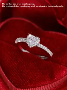 1 PC Romantic Heart Cubic Zirconia Ring For Women For Wedding Engagement Anniversary Party Jewelry Valentine's Day Gift