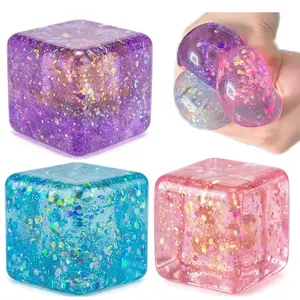 Aurora Cube Stress Ball, Ice Cube Shaped Slow Rebound  Squishy Decompression Toy For Kids, Sensory Fidget Toys For Teens.Made Of Maltose Stuffers, Super Soft And Bouncy To Touch, Great For Stress Relief.Perfect For Party Favors And Daily Gifts.