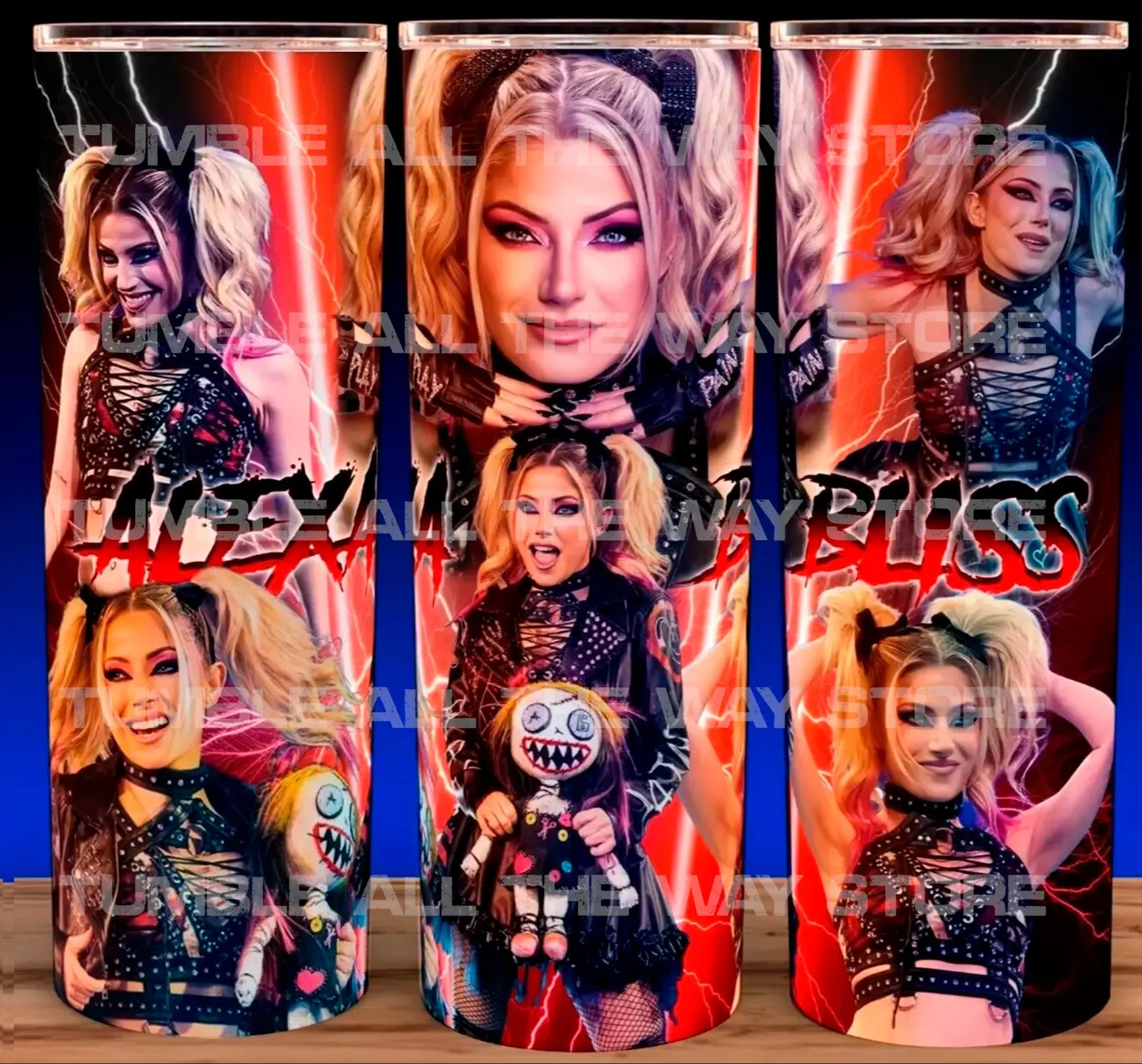 30oz Alexa Bliss Wrestling Bad Girl Diva Cup Mug Tumbler Stainless Steel Tumbler with Slide Closure Lid, Reusable Plastic Straw, Handmade Design - Drinkware