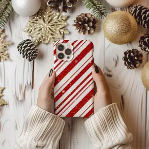 Peppermint Candy Cane Phone Case - TPU Durable Cover, Shockproof Protection Accessory, Festive Red & White Winter Christmas Cover, Compatible with iPhone 17/16/15/14/13/12/11, Ideal Gift for Loved Ones,summerwins summerwins