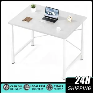 31IN Folding Desk Writing Computer Desk for Home Office, No-Assembly Study Office Desk Foldable Table for Small Spaces Computer Desk for Home Office, Modern Study Work Table Simple Style for Bedroom, Writing Desks with X-Shaped Reinforcement
